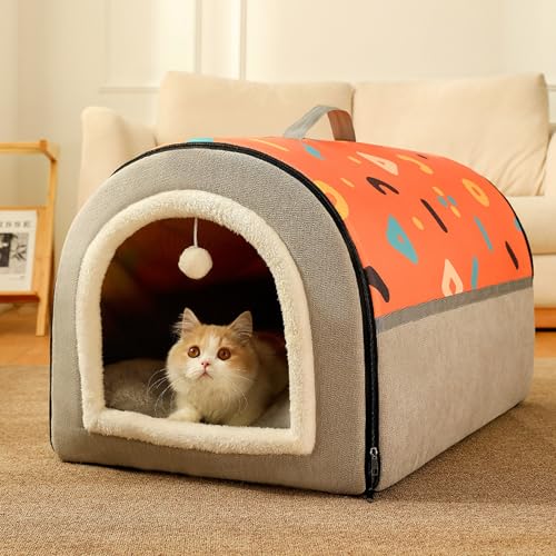 Gemütliches Ganzjahres-Haustierbett, 2-in-1-Katzenhaus, geschlossenes Katzenhöhlenbett, abnehmbares Katzenzelt, Haus für drinnen und draußen, Schlafplatz für Haustiere, Kaninchen, Welpen, Kleintiere Gemütliches Ganzjahres-Haustierbett, 2-in-1-Katzenhaus, geschlossenes Katzenhöhlenbett, abnehmbares Katzenzelt, Haus für drinnen und draußen, Schlafplatz für Haustiere, Kaninchen, Welpen, Kleintiere von Hruile