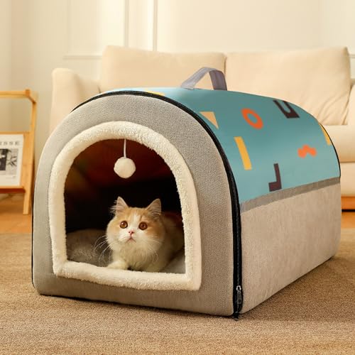 Gemütliches Ganzjahres-Haustierbett, 2-in-1-Katzenhaus, geschlossenes Katzenhöhlenbett, abnehmbares Katzenzelt, Haus für drinnen und draußen, Schlafplatz für Haustiere, Kaninchen, Welpen, Kleintiere Gemütliches Ganzjahres-Haustierbett, 2-in-1-Katzenhaus, geschlossenes Katzenhöhlenbett, abnehmbares Katzenzelt, Haus für drinnen und draußen, Schlafplatz für Haustiere, Kaninchen, Welpen, Kleintiere von Hruile