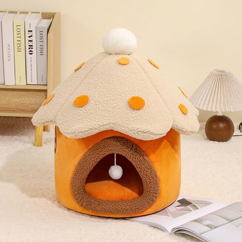 Großes Katzenhöhlenbett, Iglu für den Innenbereich, weiches Kätzchen-Zelt, Haus mit abnehmbarem, waschbarem Kissen, warmes Katzenversteck für Haustiere, Kaninchen, Welpen, Hunde (48 x 48 x 48 cm, Gelb Großes Katzenhöhlenbett, Iglu für den Innenbereich, weiches Kätzchen-Zelt, Haus mit abnehmbarem, waschbarem Kissen, warmes Katzenversteck für Haustiere, Kaninchen, Welpen, Hunde (48 x 48 x 48 cm, Gelb von Hruile
