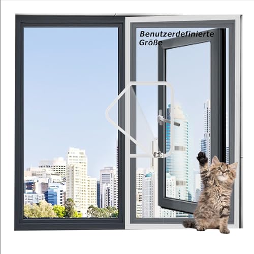 Hruile Balkon Garten Terrasse Fenster Sicherheitsgitter, Katzenschutz Fenster Netz mit Selbstklebeband, Katzen-Fensternetz in Individueller Größe von Hruile