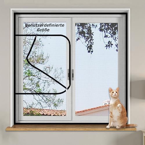 Hruile Benutzerdefinierte Größe Katzenschutz Netz mit Reißverschluss, Fliegengitter Fliegennetz für Küche Schlafzimmer Terrasse Balkon, Katzensicherheits-Fenstergitter von Hruile