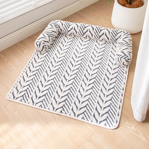 Hruile Beruhigendes Hundesofa, Bettmatte, flauschiges Plüsch-Katzenbett, maschinenwaschbar, Möbelschutz, Haustier-Schlafrolle, Kissen für Couch mit rutschfester Unterseite, 90 x 80 cm, Grau Hruile Beruhigendes Hundesofa, Bettmatte, flauschiges Plüsch-Katzenbett, maschinenwaschbar, Möbelschutz, Haustier-Schlafrolle, Kissen für Couch mit rutschfester Unterseite, 90 x 80 cm, Grau von Hruile