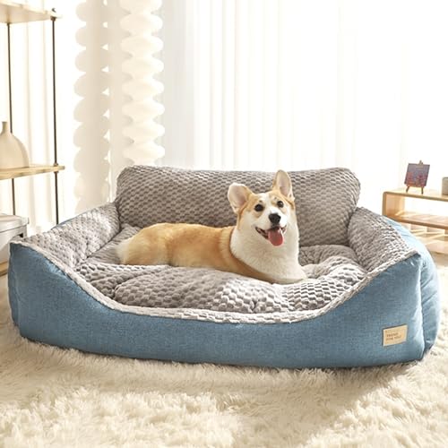 Hruile Extra großes Hundesofa, orthopädisch, beruhigend, warm, weich, Hundebox-Matratze, Anti-Angst-Welpenbett, waschbarer, abnehmbarer Bezug und rutschfeste Unterseite (90 x 70 x 35 cm) von Hruile