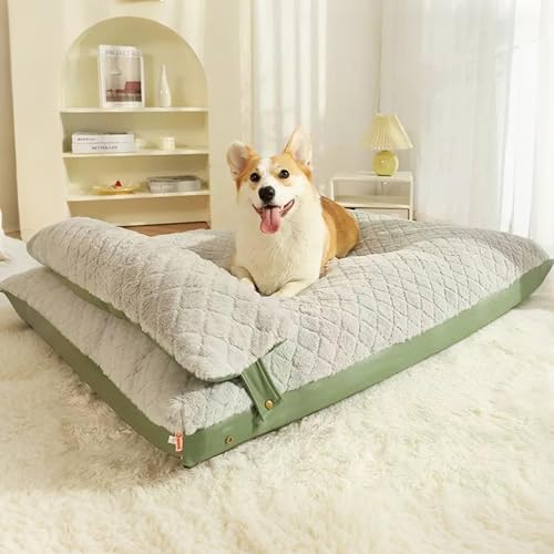 Hruile Großes Hundebett, Sofa, bequem, Plüsch, Haustier-Schlafkissen, Matte, rechteckig, langlebig, Haustierbox-Matratze, Kissen für Welpen, mittelgroße und große Hunde, waschbar und rutschfest (120 x Hruile Großes Hundebett, Sofa, bequem, Plüsch, Haustier-Schlafkissen, Matte, rechteckig, langlebig, Haustierbox-Matratze, Kissen für Welpen, mittelgroße und große Hunde, waschbar und rutschfest (120 x von Hruile