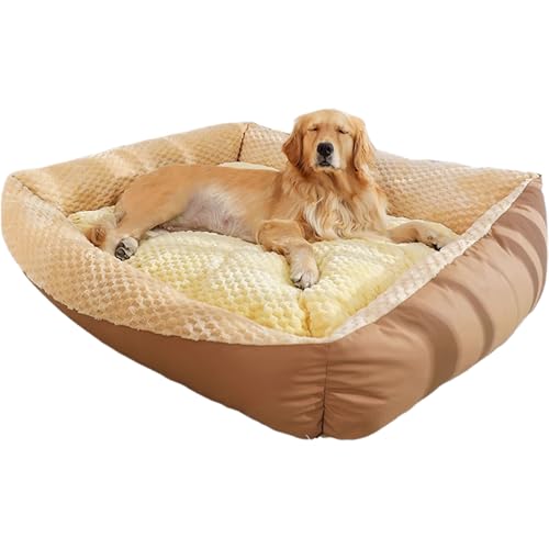 Hruile Großes Hundebett, Sofa, vierseitiges Kissen, strapazierfähiges Haustierbett, flauschig, beruhigend, Welpenschlafkissen, Anti-Angst-Matratze, abnehmbar, waschbar und rutschfeste Unterseite (90 x Hruile Großes Hundebett, Sofa, vierseitiges Kissen, strapazierfähiges Haustierbett, flauschig, beruhigend, Welpenschlafkissen, Anti-Angst-Matratze, abnehmbar, waschbar und rutschfeste Unterseite (90 x von Hruile