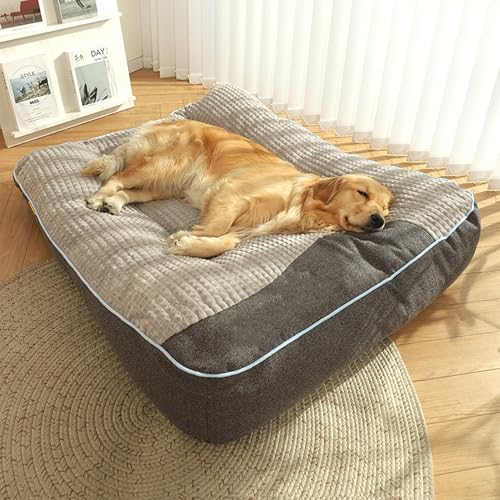 Hruile Großes Hundebett, Sofa, warm, weich, orthopädische Hundebox-Matratze, Matte, beruhigendes Haustierbett, Couch mit rutschfester Unterseite, Anti-Angst-Welpen-Kissen (100 x 75 x 21 cm) von Hruile