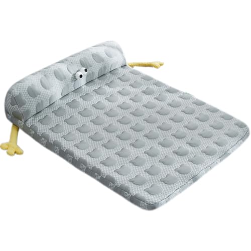Hruile Kühlendes Sommerbett, Sofa, orthopädisches Haustier-Schlafkissen, abnehmbare, waschbare Matratze, tragbare Welpenrolle, rutschfest und kratzfest (75 x 55 x 9 cm, Grau) von Hruile