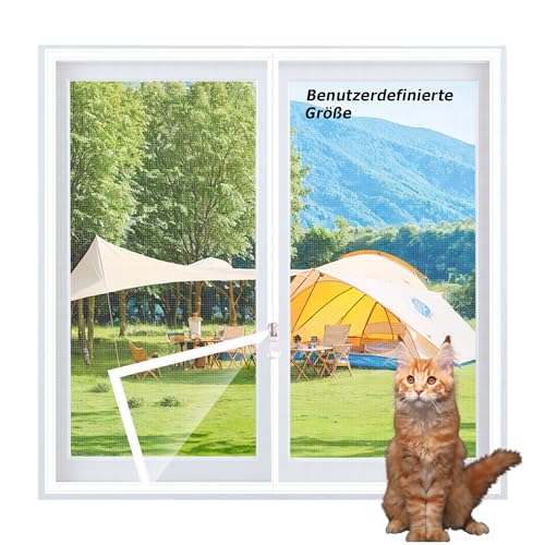 Hruile Selbstklebendes Sicherheitsnetz für Küche Wohnzimmer Schlafzimmer, Benutzerdefinierte Größe Katzen-Fensternetz, Katzensicherheits-Fenstergitter mit Reißverschluss von Hruile