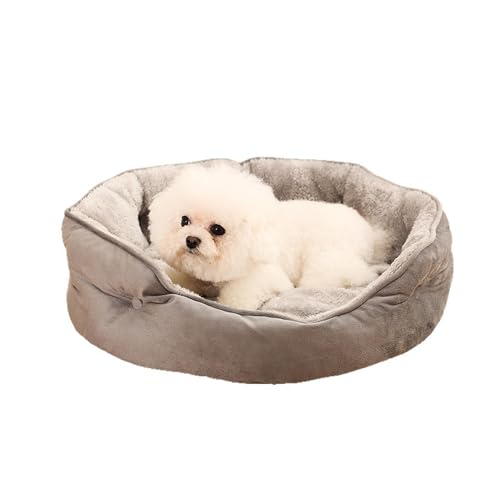 Hruile Weiches Donut-Hundebett, Plüsch, flauschig, Schlafkissen, stützend, beruhigend, Anti-Angst-Nest für Welpen, Katzen, maschinenwaschbar und rutschfeste Unterseite (50 x 48 x 15 cm, Grau) von Hruile