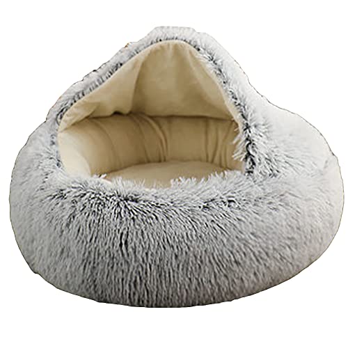 Katzenbett für Indoor-Katzen, Flauschiges Katzenbett, rund, weicher Plüsch, Höhle mit Kapuze, rutschfest, waschbar, gemütliches Katzenbett für Katzen, kleine Hunde, Kätzchen, Welpen, Bettwäsche Katzenbett für Indoor-Katzen, Flauschiges Katzenbett, rund, weicher Plüsch, Höhle mit Kapuze, rutschfest, waschbar, gemütliches Katzenbett für Katzen, kleine Hunde, Kätzchen, Welpen, Bettwäsche von Hruile