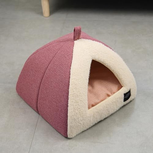 Katzenbett für den Innenbereich, faltbar, dreieckig, Katzenhöhle, Iglu mit abnehmbarem, waschbarem Kissen, Kätzchen-Zelt, Schlafnest für Haustier, Kaninchen, Welpen, Hunde, 36 x 36 x 32 cm, Dunkelrosa Katzenbett für den Innenbereich, faltbar, dreieckig, Katzenhöhle, Iglu mit abnehmbarem, waschbarem Kissen, Kätzchen-Zelt, Schlafnest für Haustier, Kaninchen, Welpen, Hunde, 36 x 36 x 32 cm, Dunkelrosa von Hruile