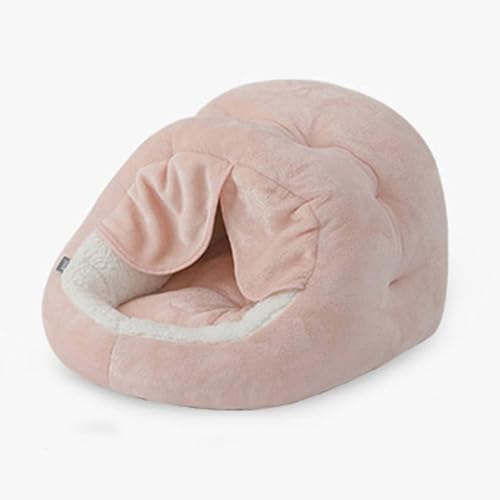 Katzenhöhlenbett, Iglu für den Innenbereich, superweich, gemütlich, Plüsch-Katzenhaus, geschlossenes Kätzchen-Versteck mit abnehmbarem Kissen, warmes Haustier-Schlafnest für Haustiere, Welpen, Rosa von Hruile