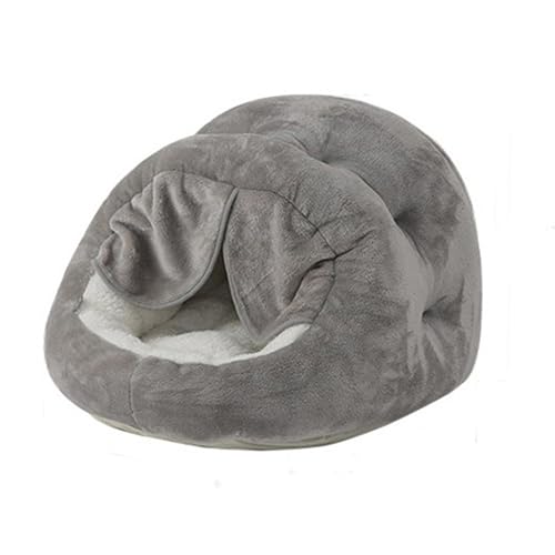 Katzenhöhlenbett, Iglu für den Innenbereich, superweich, gemütlich, Plüsch-Katzenhaus, geschlossenes Kätzchen-Versteck mit abnehmbarem Kissen, warmes Haustier-Schlafnest für Haustiere, Welpen, Grau von Hruile