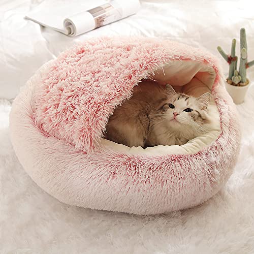 Rundes flauschiges Katzenbett, Katzenhöhle, Katzenzelt, mehrere Größen, selbstwärmend, für Kätzchen und Welpen, kleine Hunde, rutschfest, mit Kapuze, 60 cm, Rosa Rundes flauschiges Katzenbett, Katzenhöhle, Katzenzelt, mehrere Größen, selbstwärmend, für Kätzchen und Welpen, kleine Hunde, rutschfest, mit Kapuze, 60 cm, Rosa von Hruile