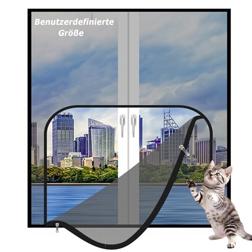 Selbstklebendes BalkonFenster Netz, Benutzerdefinierte Katzensicherheitsnetz für Fenster, Haustiere Sicherheitsnetz, Mückenschutz Fenstergitter mit Reißverschluss von Hruile