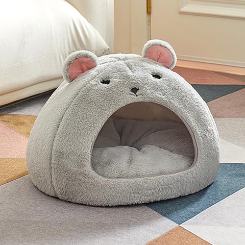 Weiches Katzenbett Höhle Iglu, Geschlossenes Plüsch-Katzenhausbett mit Kapuze mit rutschfester Unterseite, warmes Haustier-Schlafnest Zelthaus für Innen, Kätzchen, Welpen, Kaninchen, Hund (42 x 42 x Weiches Katzenbett Höhle Iglu, Geschlossenes Plüsch-Katzenhausbett mit Kapuze mit rutschfester Unterseite, warmes Haustier-Schlafnest Zelthaus für Innen, Kätzchen, Welpen, Kaninchen, Hund (42 x 42 x von Hruile