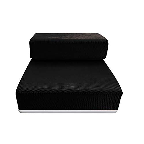 Haustiertreppe mit 2 Stufen, Haustiertreppe, Hundetreppe, Haustierleiter mit rutschfestem Plüschbezug, Hundetreppe, faltbar, tragbar, rutschfest, Haustierbett, Leiter für Hunde und Katzen (schwarz) von HshDUti