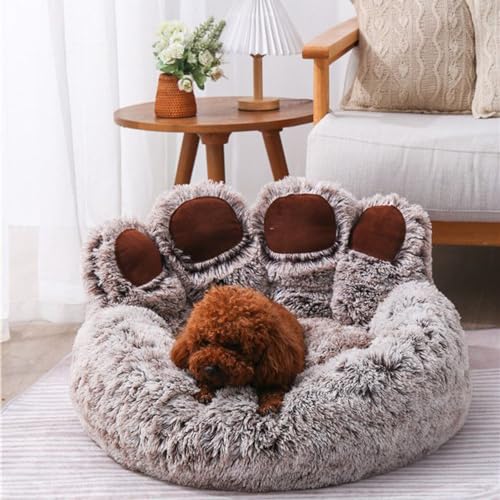 HshDUti Beruhigendes Hundebett für kleine Hunde, Pfotenform, beruhigendes Hunde- und Katzenbett, Anti-Angstzustände, Donut-Kuschelbett, wärmend, gemütlich, weich, rund, Welpenbett für kleine, von HshDUti