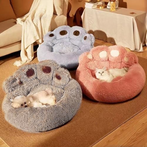 HshDUti Beruhigendes Hunde- und Katzenbett, Pfotenform, Anti-Angst-Donut-Kuscheldecke, wärmendes, gemütliches, weiches rundes Bett, für kleine und mittelgroße Hunde und Katzen, Rosa, 60 cm HshDUti Beruhigendes Hunde- und Katzenbett, Pfotenform, Anti-Angst-Donut-Kuscheldecke, wärmendes, gemütliches, weiches rundes Bett, für kleine und mittelgroße Hunde und Katzen, Rosa, 60 cm von HshDUti