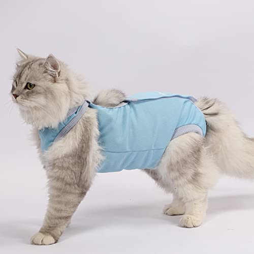 HshDUti Cat Professional Recovery Suit for abdominal wounds or skin diseases, E-Collar Alternative for Cats and Dogs After Surgical Wear Pyjamaanzug Blue S von HshDUti