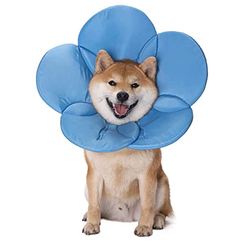 HshDUti Cat Recovery Collar,Pet Flower Shape Recovery Collar Soft Adjustable Firm Stitching Anti-scratch Prevent Infection Flower Shape Thicken Sponge Pet Grooming Circle for After Surgery Blue S von HshDUti
