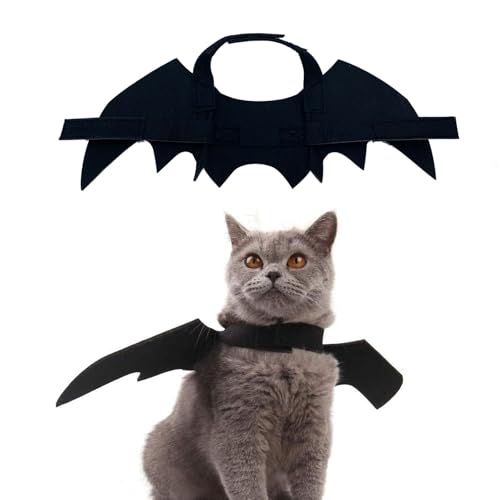 HshDUti Fledermausflügel für Katzen, Cosplay, Fledermaus, Kostüm, Hund, Katze, Fledermausflügel, Bekleidung für Katzen, Hunde, Halloween, Party, Kostüm, Zubehör, Schwarz HshDUti Fledermausflügel für Katzen, Cosplay, Fledermaus, Kostüm, Hund, Katze, Fledermausflügel, Bekleidung für Katzen, Hunde, Halloween, Party, Kostüm, Zubehör, Schwarz von HshDUti