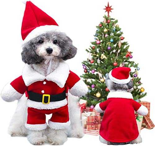 HshDUti Weihnachts-Haustier-Kleidung für Hunde und Katzen, Weihnachtsmann-Hut, Schal, Cosplay, Verkleidung, Weihnachten, Party, Mode, Neujahr, Kleidung, Zubehör für kleine Haustiere, Katzen, Hunde, von HshDUti