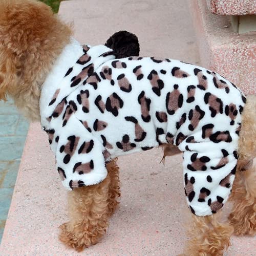 HshDUti Winter Dog Hoodie Sweatshirts Leopard Printed Flanell Warm Dog Clothes for Small Medium Large Dogs Coats Cold Weather Coats Cozy Pet Dog Clothes Jumpsuit Pyjamas Outwear Leopard M von HshDUti