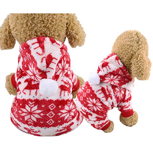 Hunde-Kapuzenpullover, für kleine Hunde, Hundepullover, Zopfmuster, warm, Größe M, Rot von HshDUti