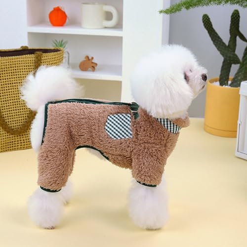 Hundekleidung für kleine Hunde, Hundemantel, Winterjacke, Fleece, warmer Overall, Hundekleidung, Hundemantel, warme Winterjacke für kleine, mittelgroße und große Hunde, Khaki, Größe S von HshDUti