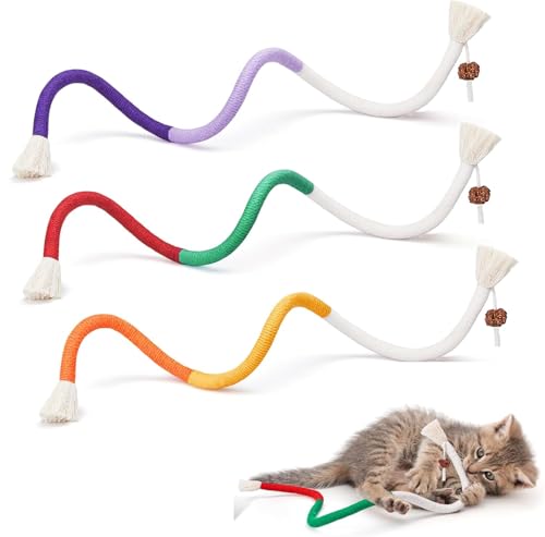 Katzenminze-Kauspielzeug für Katzenzähne, gefüllt, natürliche Katzenminze, Stressabbau, Baumwollseil, Katzenminze, Spielzeug für die Zahnreinigung, Indoor-Katzen, Kätzchen, Kauseile 3 Stück von HshDUti