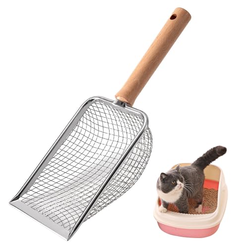 Hshenjhu Katzenklo Schaufel, Edelstahl Katzenstreuschaufel, Katzenstreu Schaufel mit Holzgriff, Metall Katzenstreu Schaufel 5mm Lochabstand, Geeignet für Alle Arten von Katzenstreu (27,3 x 10 x 5 cm) Hshenjhu Katzenklo Schaufel, Edelstahl Katzenstreuschaufel, Katzenstreu Schaufel mit Holzgriff, Metall Katzenstreu Schaufel 5mm Lochabstand, Geeignet für Alle Arten von Katzenstreu (27,3 x 10 x 5 cm) von Hshenjhu