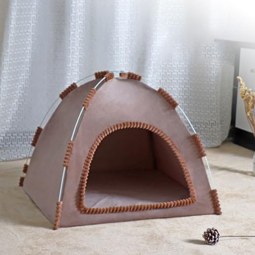 Katzenhaus für Draußen Katzenhöhle Outdoor für Katzen KatzenhöHle Große Katzen Bett, Hundezelt Katzenzelt mit Kissen für Haustiere, weich, warm Katzenbett,Braun,XL von Hsivtns