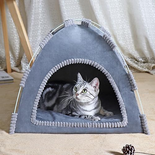 Katzenhaus für Draußen Katzenhöhle Outdoor für Katzen KatzenhöHle Große Katzen Bett, Hundezelt Katzenzelt mit Kissen für Haustiere, weich, warm Katzenbett,Grau,XL von Hsivtns