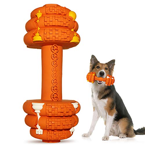 Hswaye Hunde-Kauspielzeug für aggressive Kauer, Lebensmittelqualität, ungiftig, Dentalspielzeug, robust, langlebig, unzerstörbar, Hundespielzeug für mittelgroße und große Hunde, Orange. von Hswaye