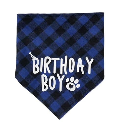Hsyadazi Hunde-Geburtstagsset (3-teilig) - Inkl. Party-Hut, Bandana mit Glitzerzahlen - Verstellbares Geburtstagszubehör für kleine & große Hunde (Blau) von Hsyadazi