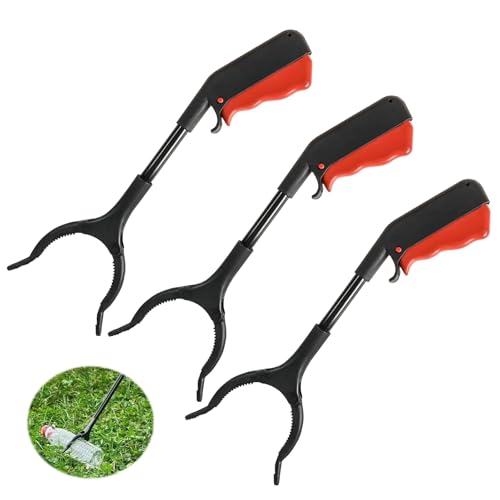 Hsyadazi 3 Stück Müllgreifer Set - 28cm Greifzange für Senioren & Kinder - Leichte Müllsammelzange für Garten, Recycling & Hof von Hsyadazi