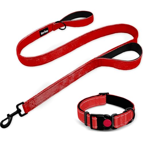 Hundeleine für große Hunde, strapazierfähig, doppelseitig, reflektierend, für große Hunde, gepolsterter Griff, Nylon, verstärkte reflektierende Schnalle, Rot, Größe L, 1,8 m Hundeleine für große Hunde, strapazierfähig, doppelseitig, reflektierend, für große Hunde, gepolsterter Griff, Nylon, verstärkte reflektierende Schnalle, Rot, Größe L, 1,8 m von Htnlbqy