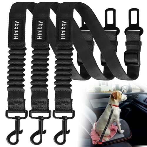 Verdickter Hunde-Sicherheitsgurt für Auto, 3er-Pack, einziehbare Hundeleine, verstellbarer Hunde-Sicherheitsgurt für Fahrzeug, Nylon, Haustier-Sicherheitsgurte, strapazierfähig und elastisch, Schwarz Verdickter Hunde-Sicherheitsgurt für Auto, 3er-Pack, einziehbare Hundeleine, verstellbarer Hunde-Sicherheitsgurt für Fahrzeug, Nylon, Haustier-Sicherheitsgurte, strapazierfähig und elastisch, Schwarz von Htnlbqy
