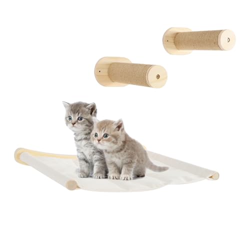 HuKaiL Kletterwand Katzen Set, Kratzbaum Holz Katzen Kletterwand mit 13.61Kg Tragfähigkeit, Katzen Zubehör Stabiler Katzenbaum Katzentreppe für Katze Schlafen Spielen Lounging, 47 * 26cm(Hängematte) HuKaiL Kletterwand Katzen Set, Kratzbaum Holz Katzen Kletterwand mit 13.61Kg Tragfähigkeit, Katzen Zubehör Stabiler Katzenbaum Katzentreppe für Katze Schlafen Spielen Lounging, 47 * 26cm(Hängematte) von HuKaiL