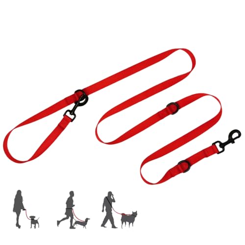 Multifunktionale Hundeleine für freihändige Hände, Nylon, verstellbar, für kleine, mittelgroße und mittelgroße Hunde, zum Spazierengehen, Laufen, Wandern, Rot Multifunktionale Hundeleine für freihändige Hände, Nylon, verstellbar, für kleine, mittelgroße und mittelgroße Hunde, zum Spazierengehen, Laufen, Wandern, Rot von HuaLiPet