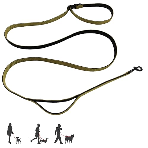 Multifunktionale Hundeleine mit extra Griff, 4-in-1, freihändig, verstellbare Hundeleine zum Joggen, Walken, Laufen, passend für kleine und mittelgroße Hunde (Armeegrün, M) von HuaLiPet