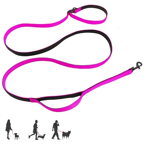 Multifunktionale Hundeleine mit extra Griff, 4-in-1, freihändig, verstellbare Hundeleine zum Joggen, Walken, Laufen, passend für kleine und mittelgroße Hunde (Hot Pink, M) von HuaLiPet