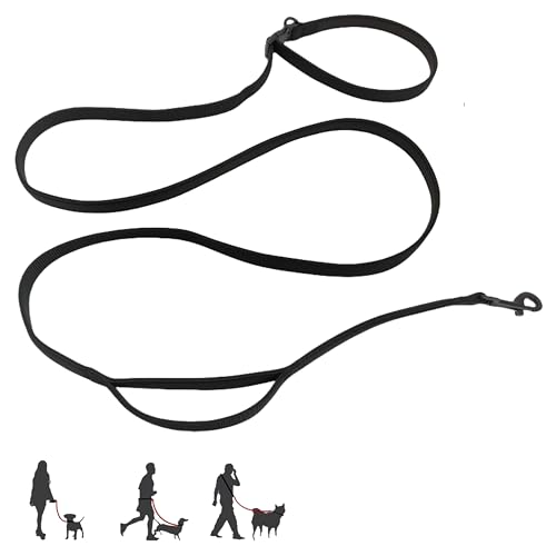 Multifunktionale Hundeleine mit extra Griff, 4-in-1, freihändig, verstellbare Hundeleine zum Joggen, Walken, Laufen, passend für kleine und mittelgroße Hunde (Schwarz, M) von HuaLiPet