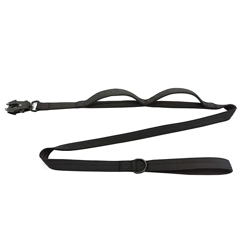 Robuste Hundeleine mit Neopren, gepolstert, bequem, zwei Griffe, doppelte Griffe für Spaziergänge, Training und Verkehrskontrolle, perfekt für mittelgroße und große Hunde, Schwarz von HuaLiPet