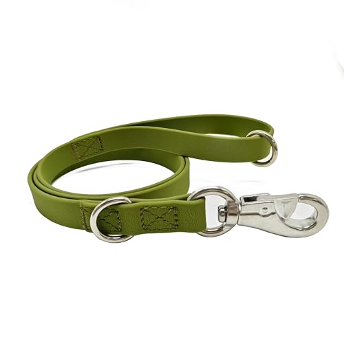 Wasserdichte PVC-Hundeleine – 2,5 cm breit, 130 cm lang mit robustem Edelstahlhaken – perfekt für mittelgroße und große Hunde – ideal zum Spazierengehen, Laufen und Wandern (Aemy Green) von HuaLiPet