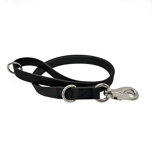 Wasserdichte PVC-Hundeleine – 2,5 cm breit, 130 cm lang mit robustem Edelstahlhaken – perfekt für mittelgroße und große Hunde – ideal zum Spazierengehen, Laufen und Wandern (schwarz) von HuaLiPet