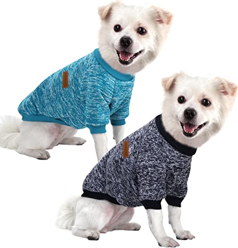 HuaLiSiJi Hundepullover Fleece Hunde Sweatshirt Hundepullover Strick, Warm und Leicht, Mit Einer Weichen Textur, Elastizität Leicht zu Tragen (Blau+Navy Blau, M) von HuaLiSiJi