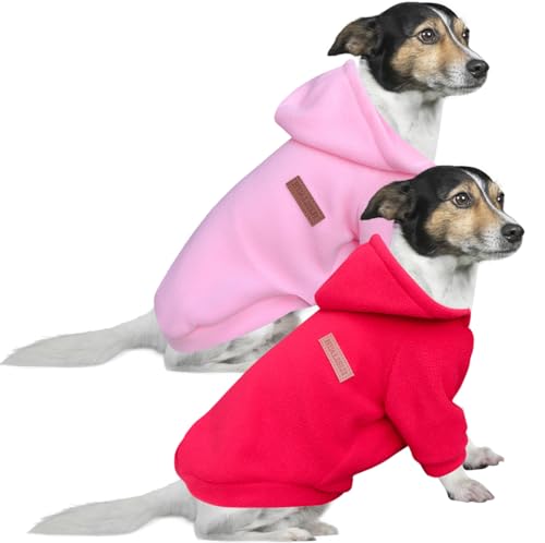HuaLiSiJi Hundepullover Weihnachten Hunde Hoodie Hunde Sweatshirt Chihuahua Pullover, Warm und Leicht, Mit Einer Weichen Textur, Leicht zu Tragen und Hellen Farben (3XL, Rosa+Rot) von HuaLiSiJi