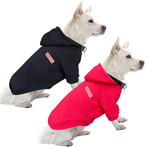 HuaLiSiJi Kapuzenpullis für Hunde Hoodie Hunde Sweatshirt Fleece Chihuahua Pullover Warm und Leicht, Sehr Schön, Bequem und Weich, Super Anzuziehen (M, Schwarz+Rot) von HuaLiSiJi